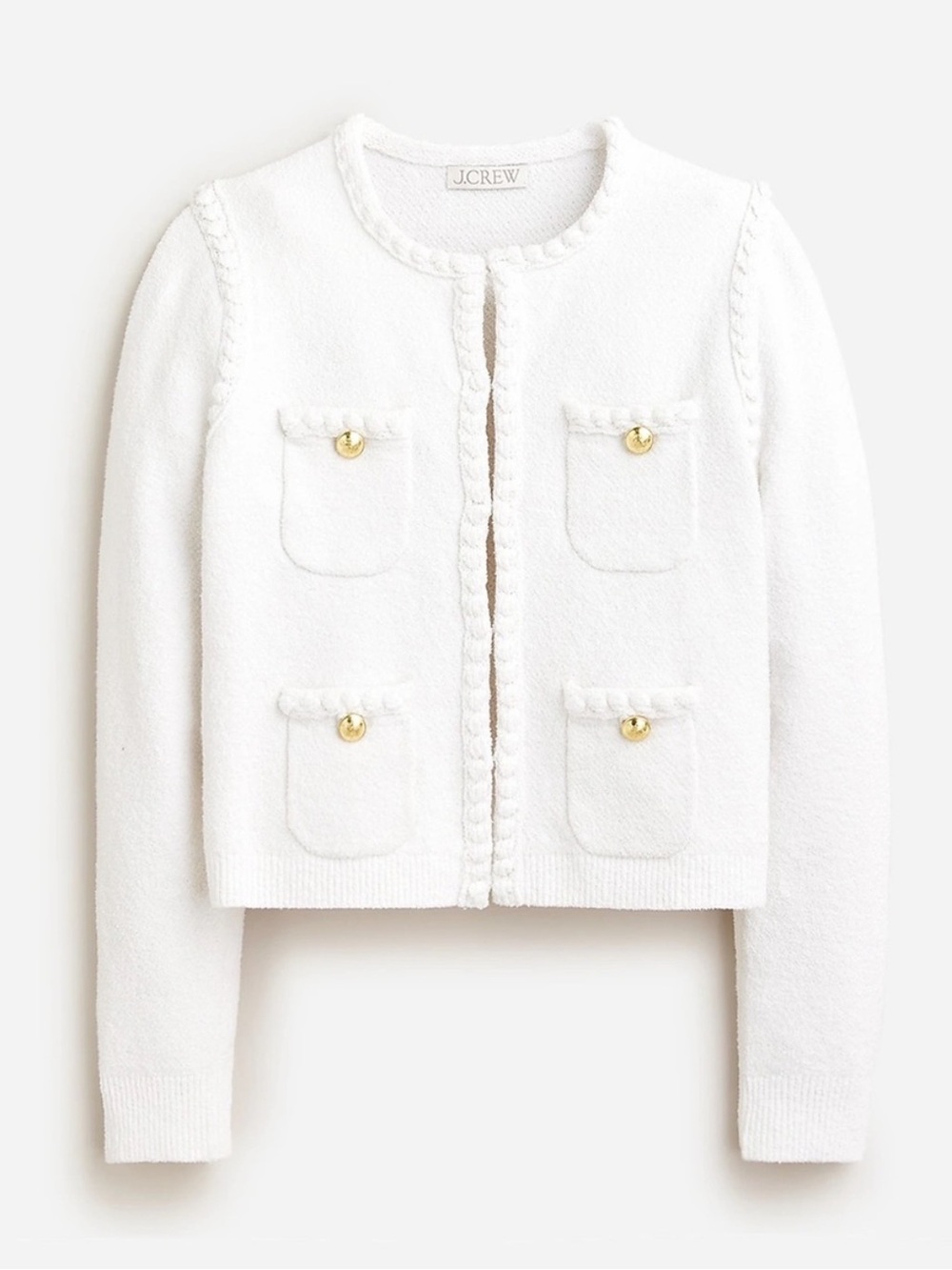 J. Crew White Odette Cardigan Lady Jacket Sweater